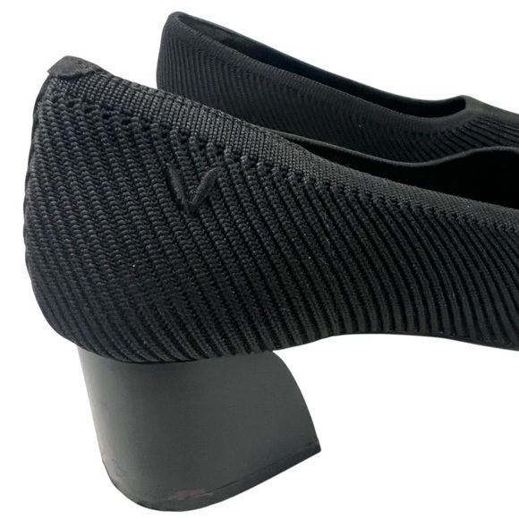Vivaia Melody Black Knit Square Toe Comfort Slip On Block Heels Women’s 37 - Picture 8 of 15